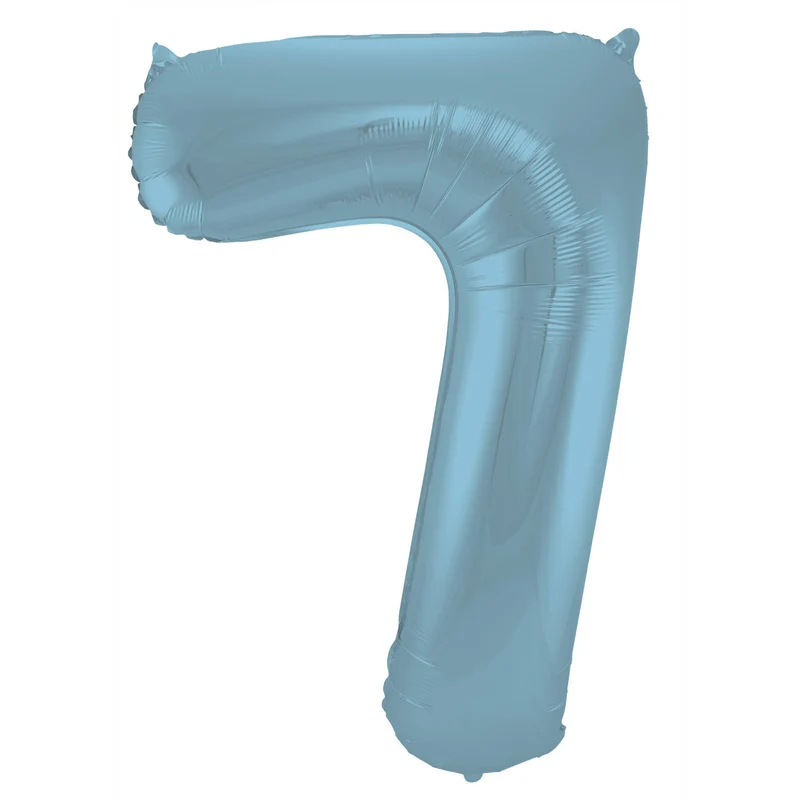 Folieballon Pastel Blauw Metallic Mat Cijfer 7 (86cm)
