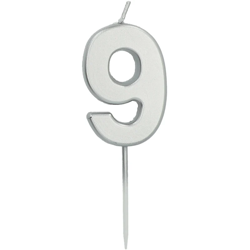 Cijferkaars '9' Zilverkleurig 5cm