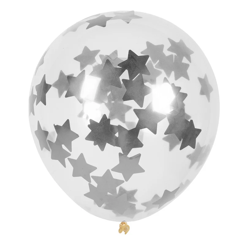 Set 5 confettiballonnen Sterren zilver