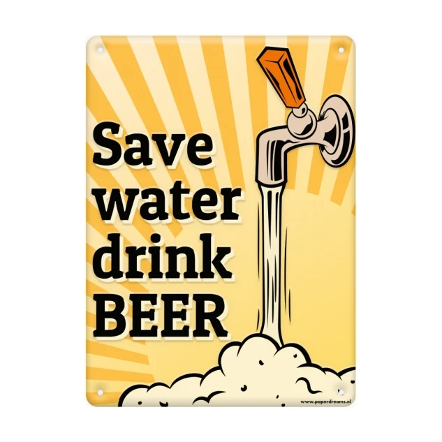 Metalen bord save water