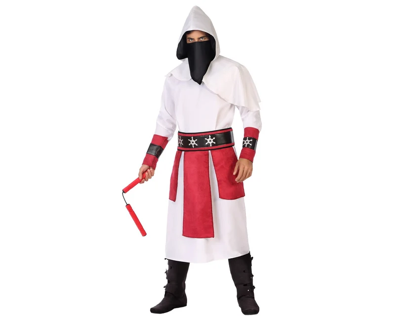 Samurai Ninja Outfit Heren Wit/Rood