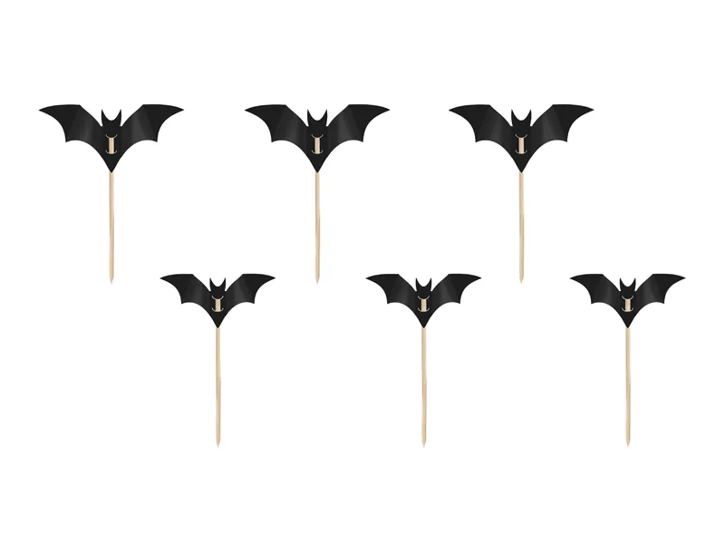 Halloween Cocktailprikkers Vleermuis 5cm (6st)