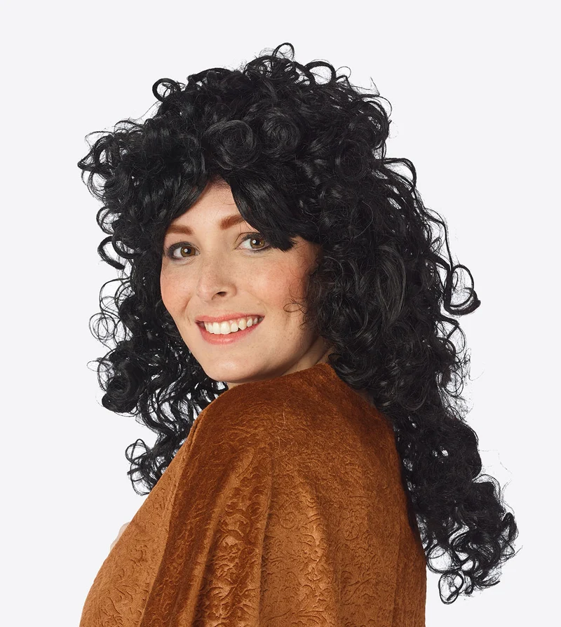 Pruik Zwarte Lange Krullen Yara