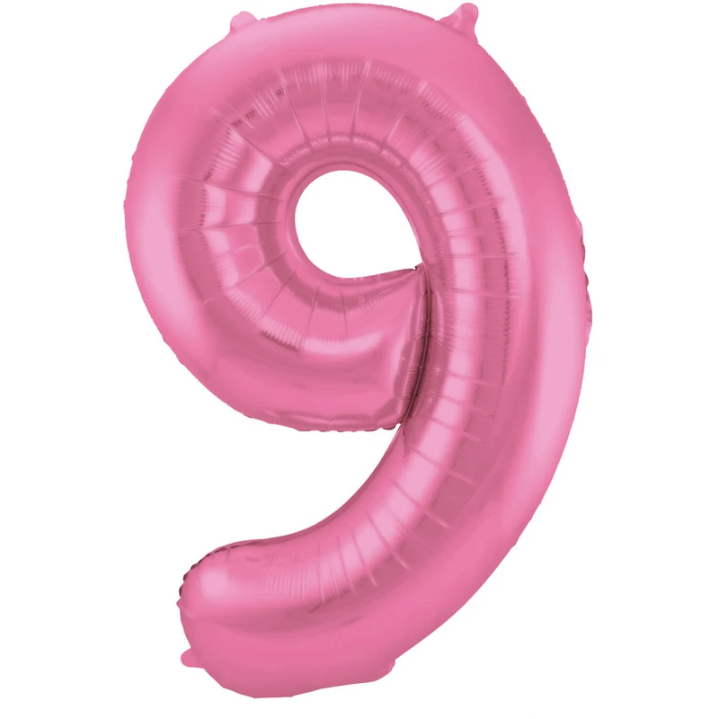 Folieballon Cijfer 9 Metallic Mat Roze (86cm)