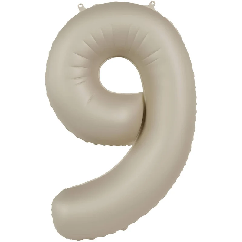 9 jaar folieballon Creamy Latte Mat Nude (86cm)