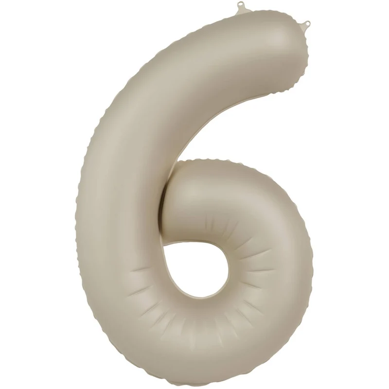 6 jaar folieballon Creamy Latte Mat Nude (86cm)
