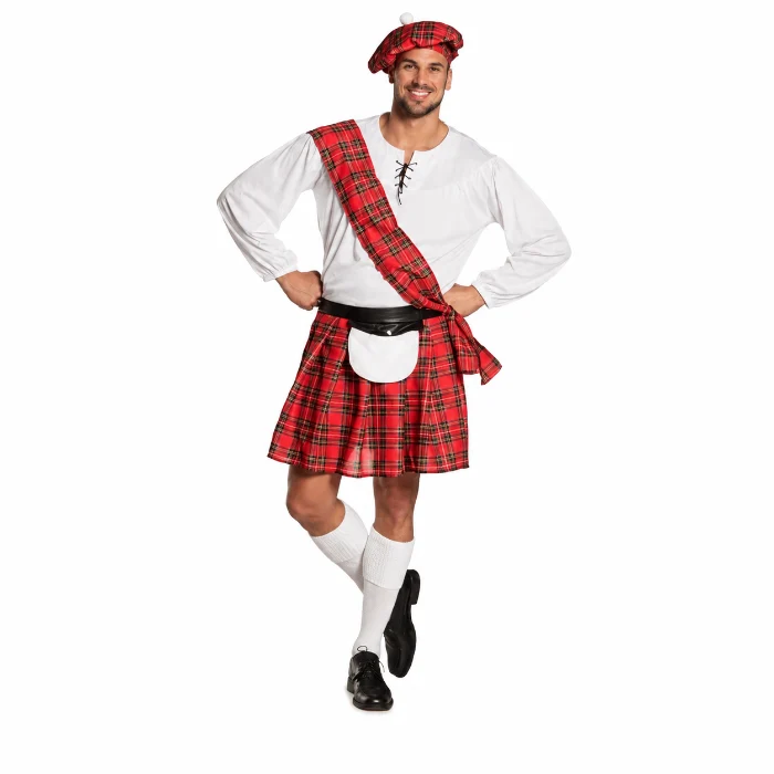Kostuum Scotsman heren rood/wit maat 50/52