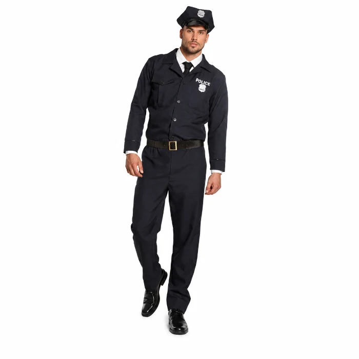 Kostuum Politie officier donkerblauw heren maat 50/52
