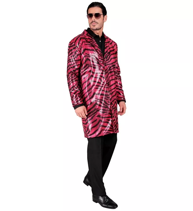 Paillettenjas dierenprint roze