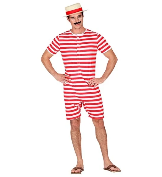 Retro badpak - rood / wit Robin