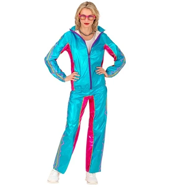 Trainingspak elektronische dansmuziek blauw metallic