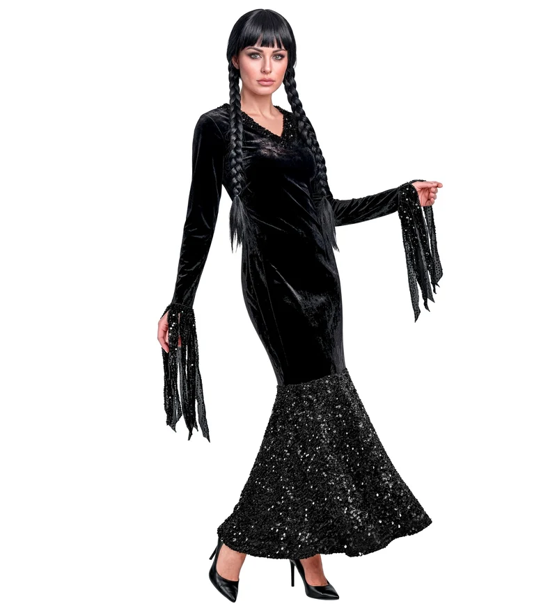 Wednesday glitter zwarte jurk Dames