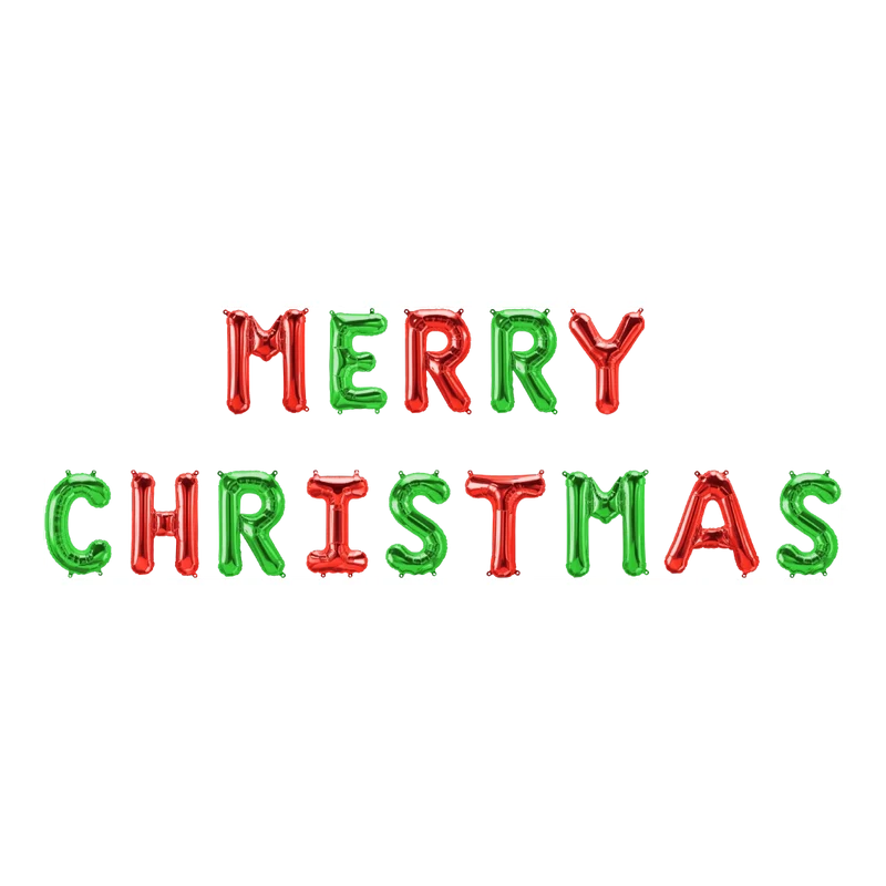 Merry Christmas Folieballonnen set rood en groen 40cm