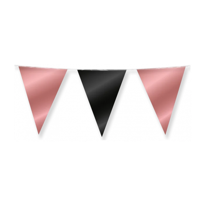 Vlaggenlijn rose goud en zwart metallic 10 meter