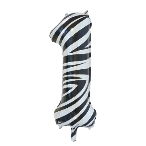 Folieballon Cijfer 1 Zebra (86cm)