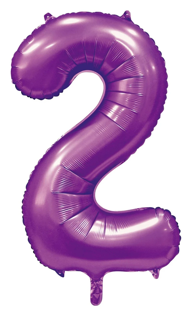 Paarse Cijferballon '2' (86cm)