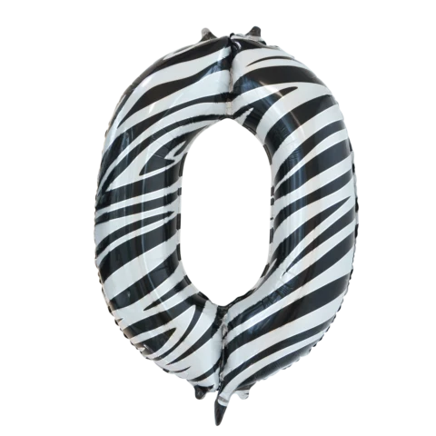 Folieballon Cijfer 0 Zebra (86cm)