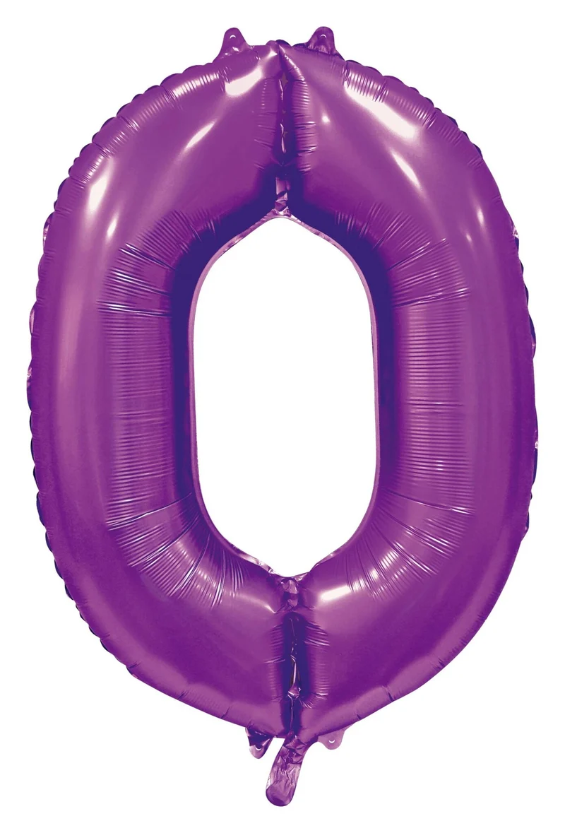 Paarse Cijferballon '0' (86cm)