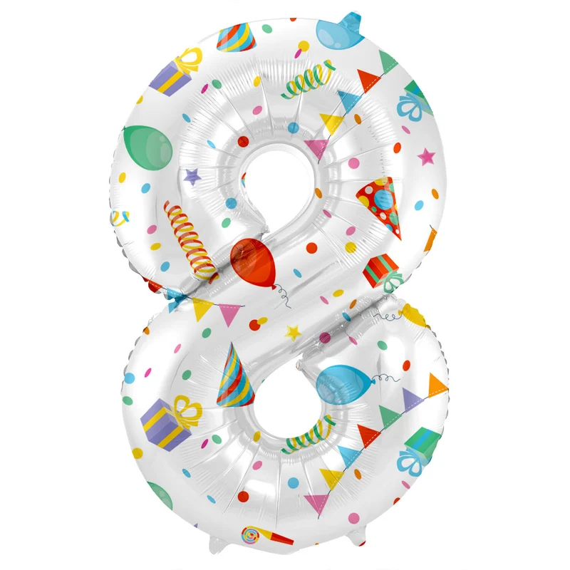 Folieballon Cijfer 8 Joyful Party - 86 cm