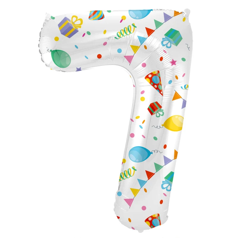 Folieballon Cijfer 7 Joyful Party - 86 cm