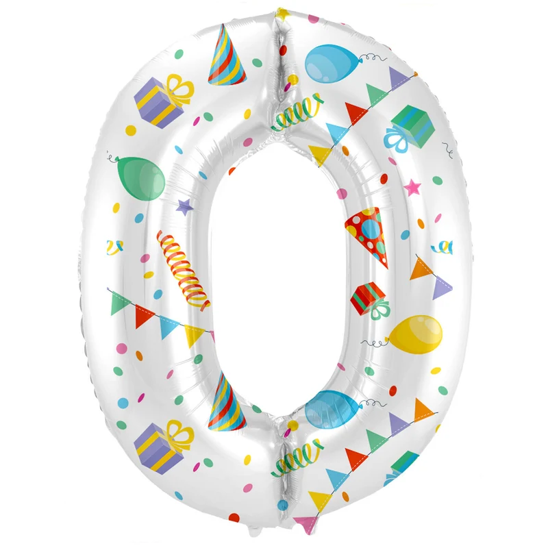 Folieballon Cijfer 0 Joyful Party - 86 cm