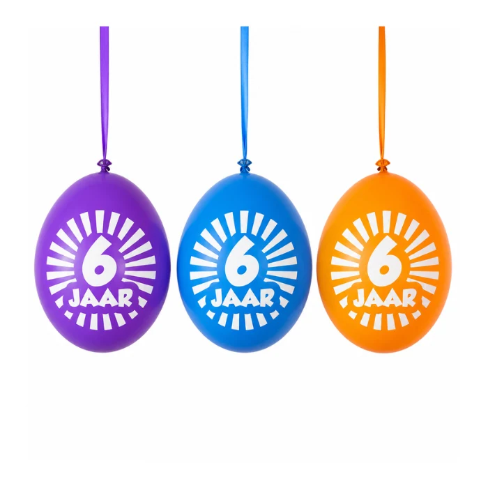 Ballonnen 6 jaar meerkleurig 30 cm - 10 stuks