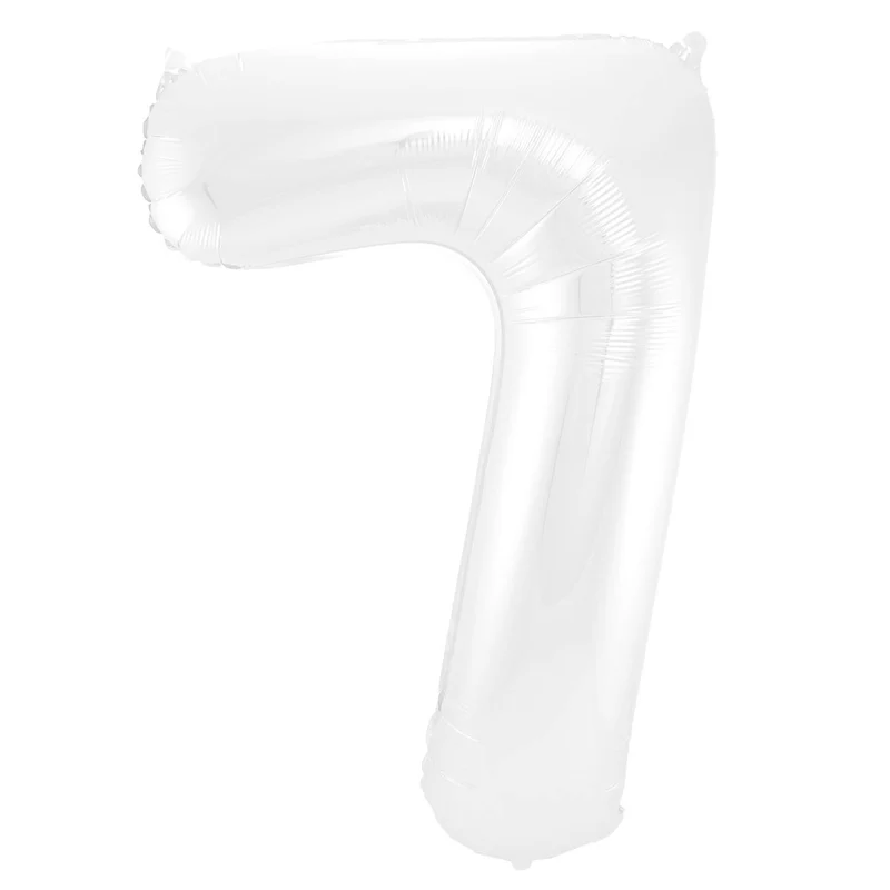 Folieballon Wit Metallic Mat Cijfer 7 (86cm)