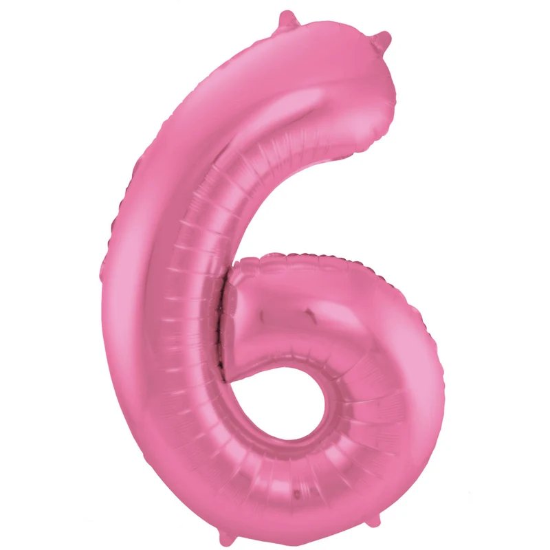 Folieballon Cijfer 6 Metallic Mat Roze (86cm)