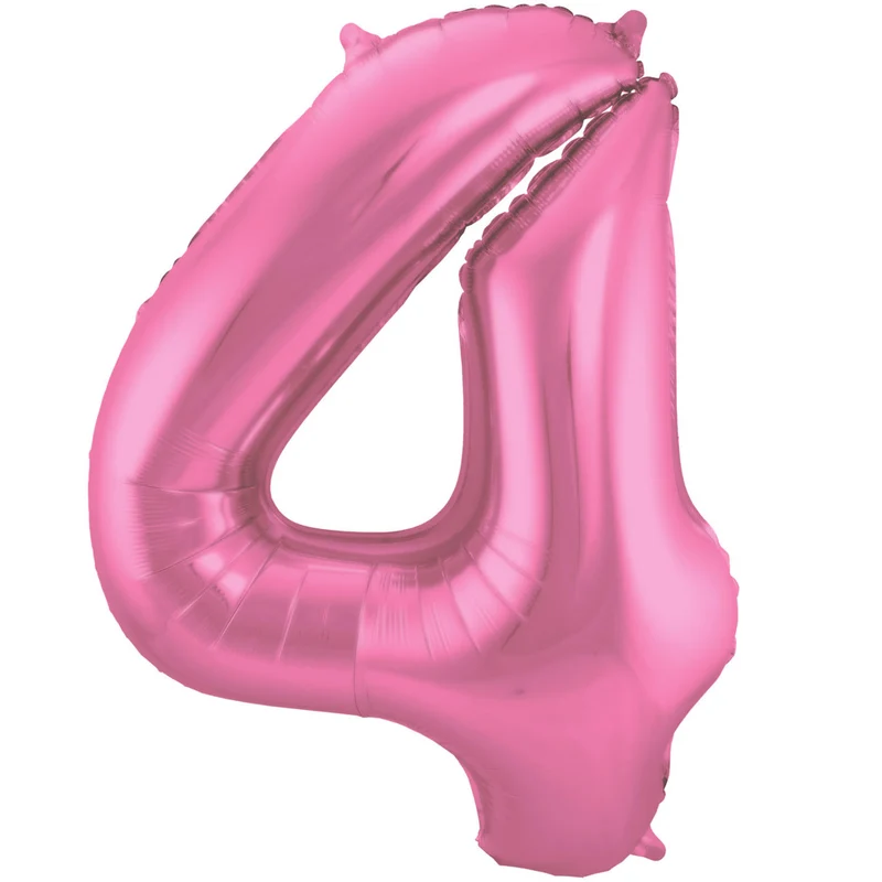 Folieballon Cijfer 4 Metallic Mat Roze (86cm)