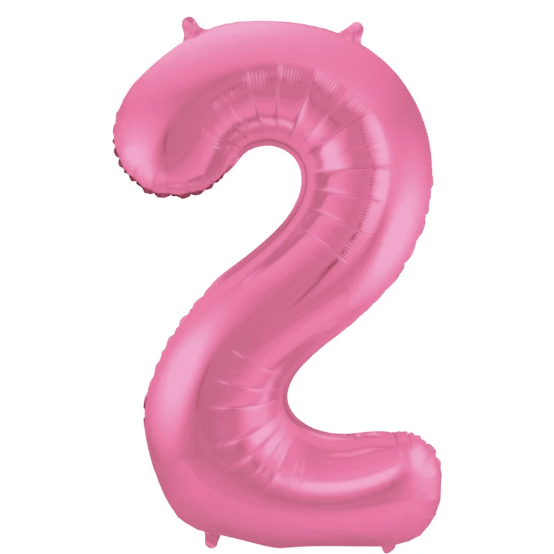 Folieballon Cijfer 2 Metallic Mat Roze (86cm)