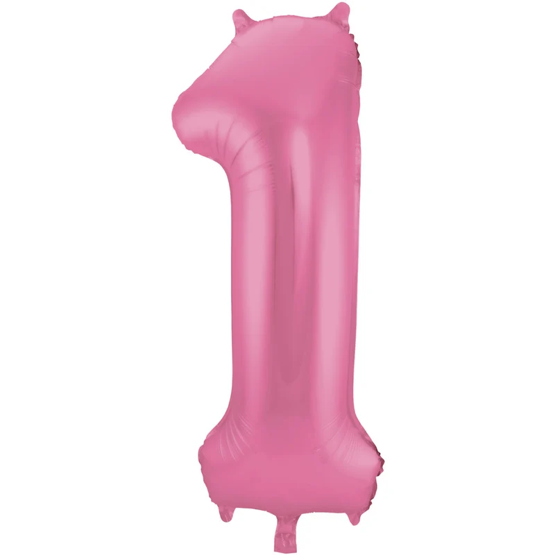 Folieballon Cijfer 1 Metallic Mat Roze (86cm)