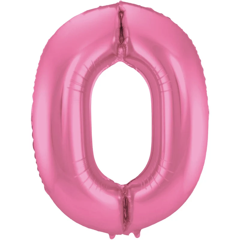 Folieballon Cijfer 0 Metallic Mat Roze (86cm)