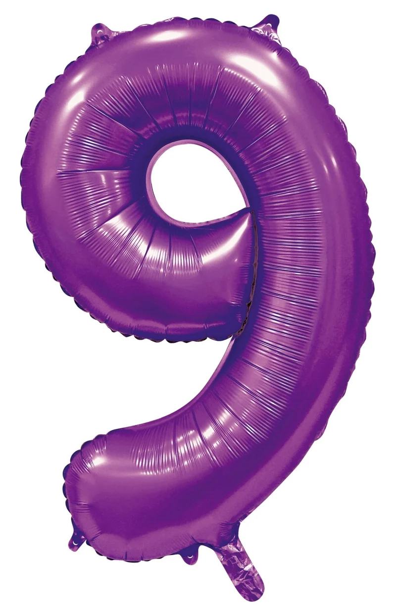 Paarse Cijferballon '9' (86cm)