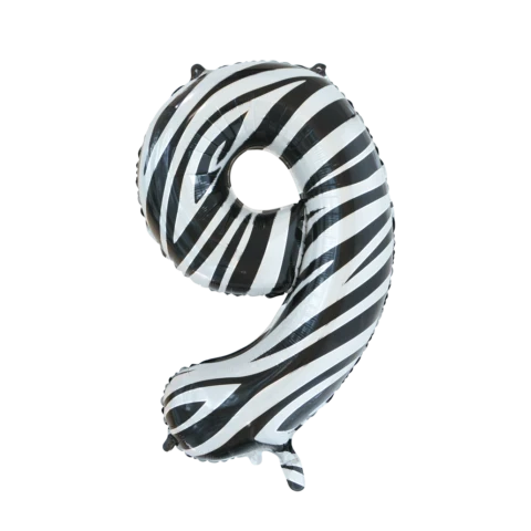 Folieballon Cijfer 9 Zebra (86cm)