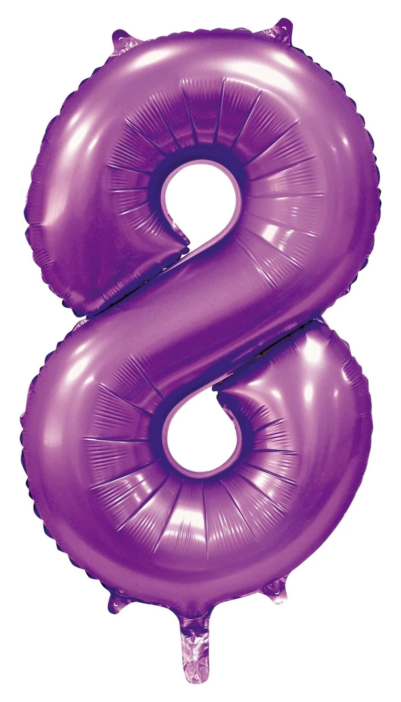 Paarse Cijferballon '8' (86cm)