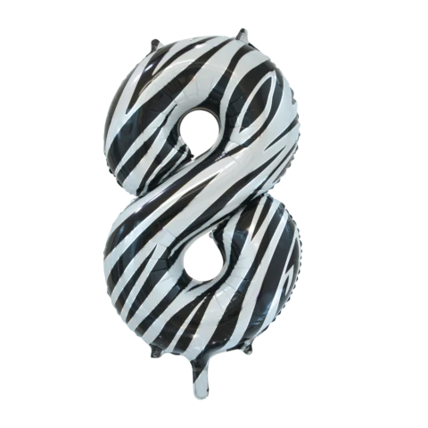 Folieballon Cijfer 8 Zebra (86cm)