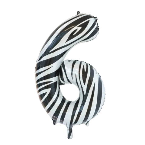 Folieballon Cijfer 6 Zebra (86cm)