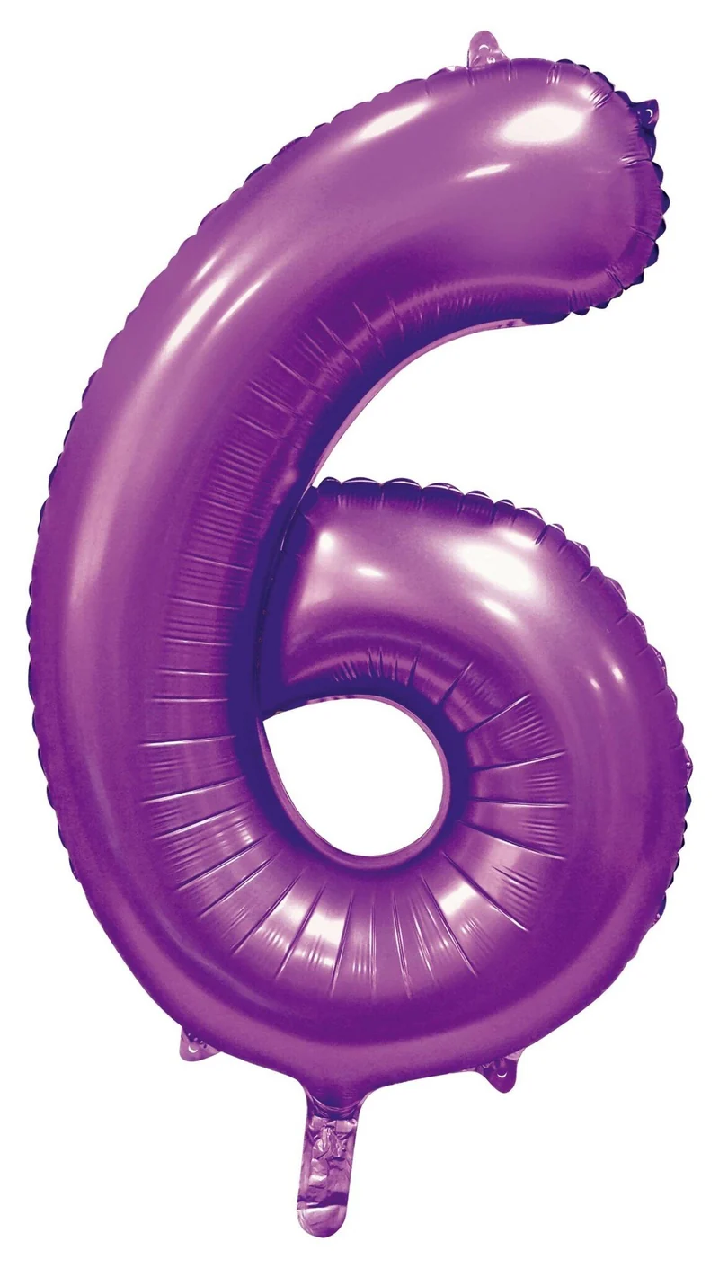 Paarse Cijferballon '6' (86cm)