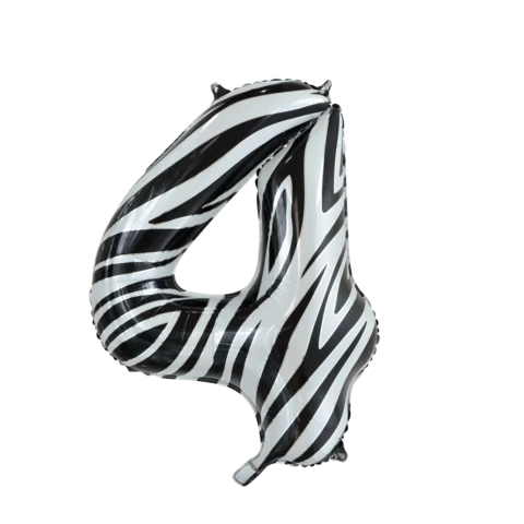 Folieballon Cijfer 4 Zebra (86cm)