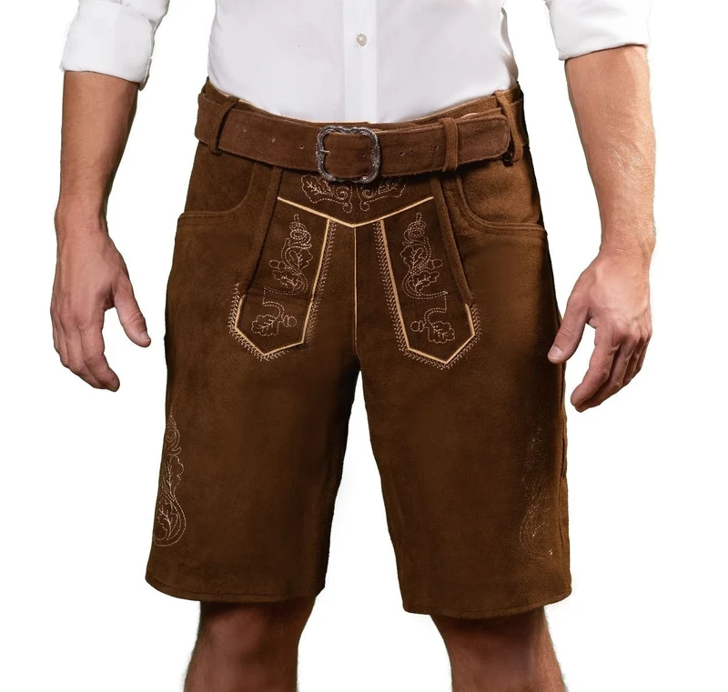 Lederhose Brixental Kastanje Bruin Kort (100% Leder)