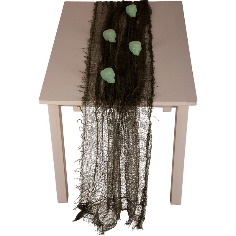 Table Runner Happy Halloween met 4 Skulls (75x180cm)