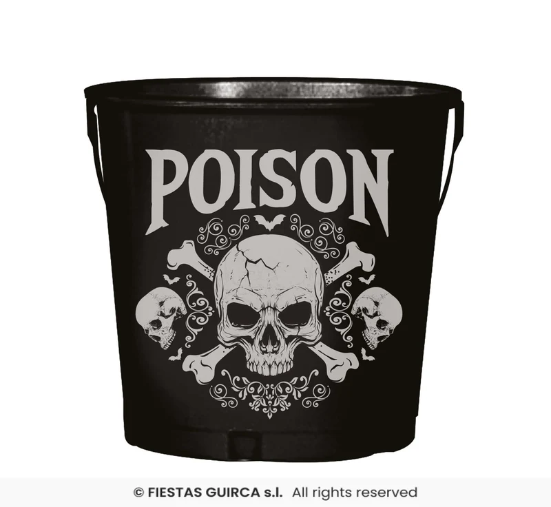 Metalen Emmertje Halloween Poison Doodskop (19x23cm)