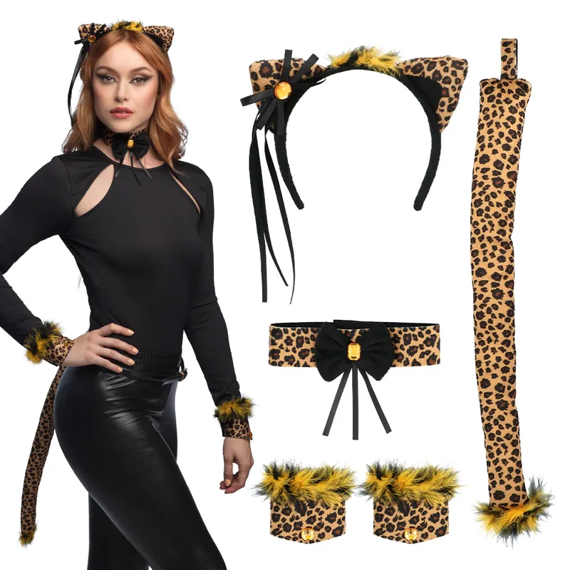 Set Cute Leopard Brown Dames