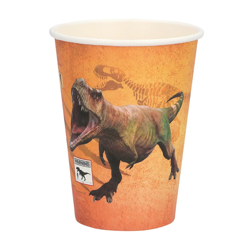 Set 8 papieren bekertjes T-rex