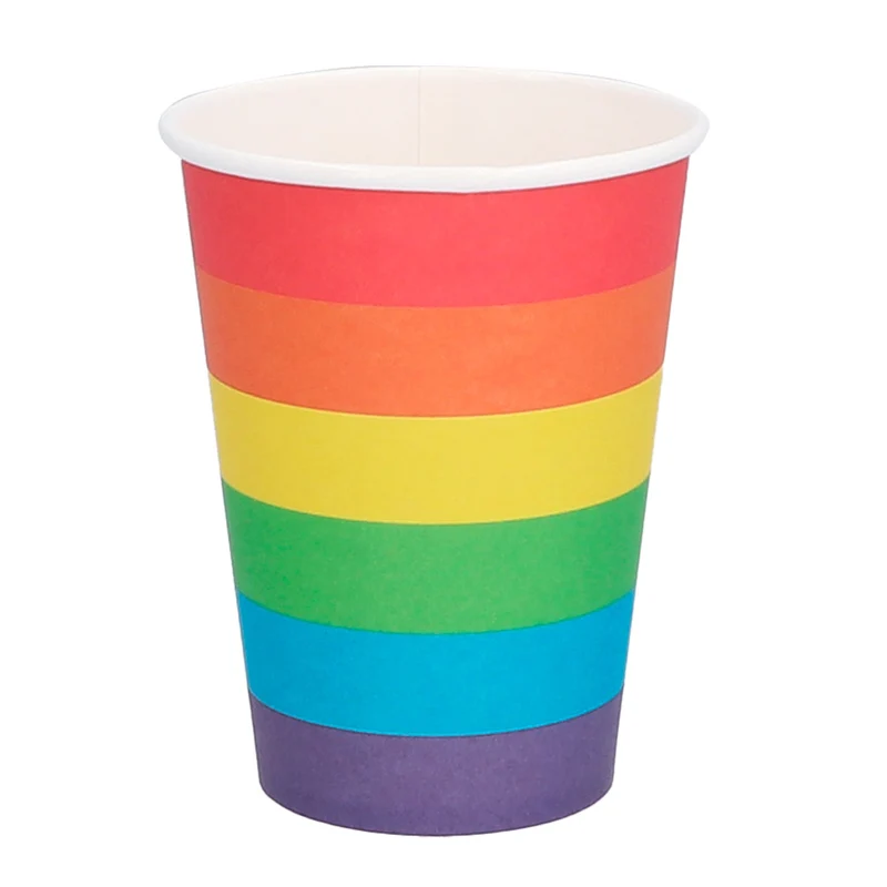 Set 8 papieren bekertjes Regenboog