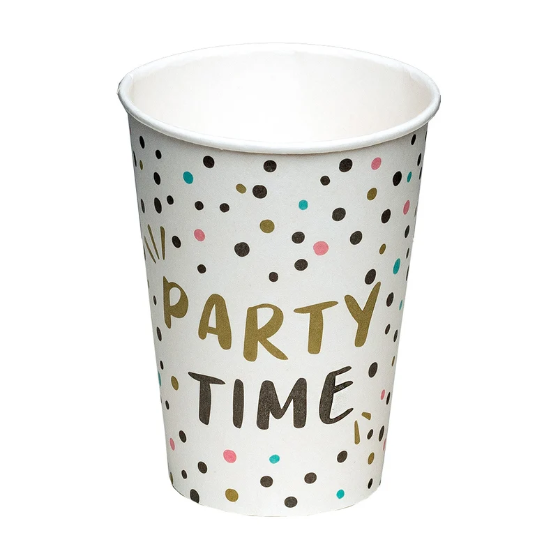 Set 8 papieren bekertjes 'Party time'