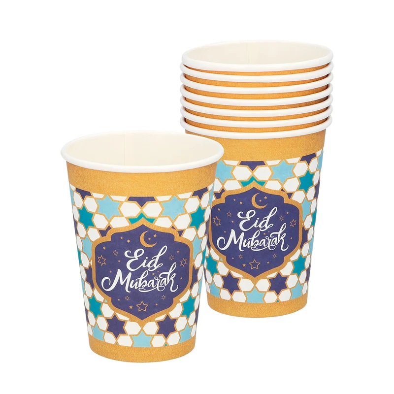 Set 8 papieren bekertjes 'Eid Mubarak'