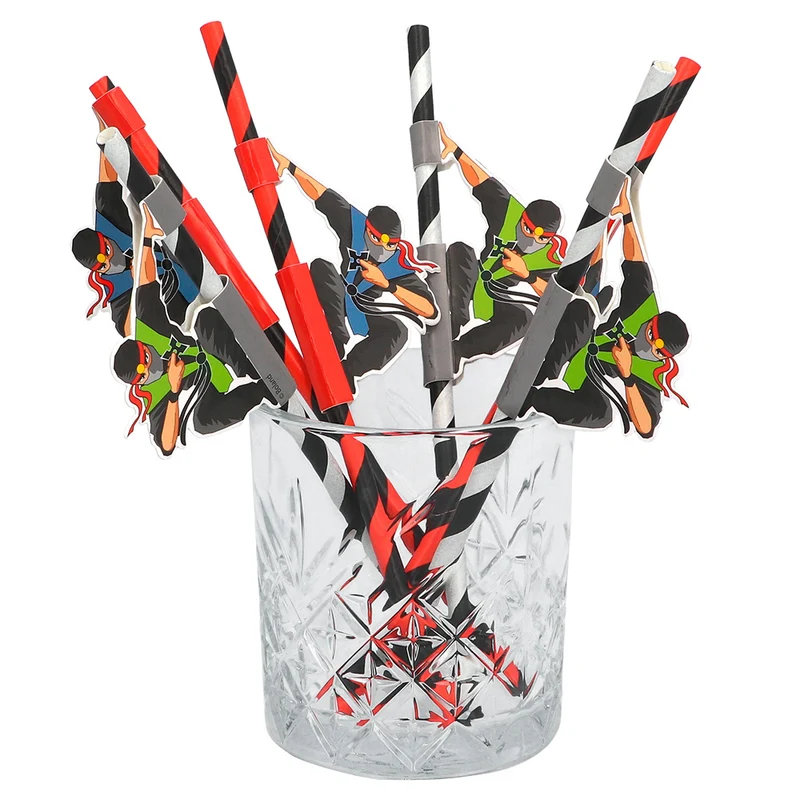 Set 6 papieren rietjes Ninja