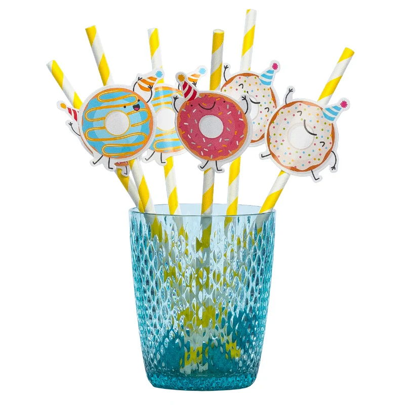 Set 6 papieren rietjes Donut