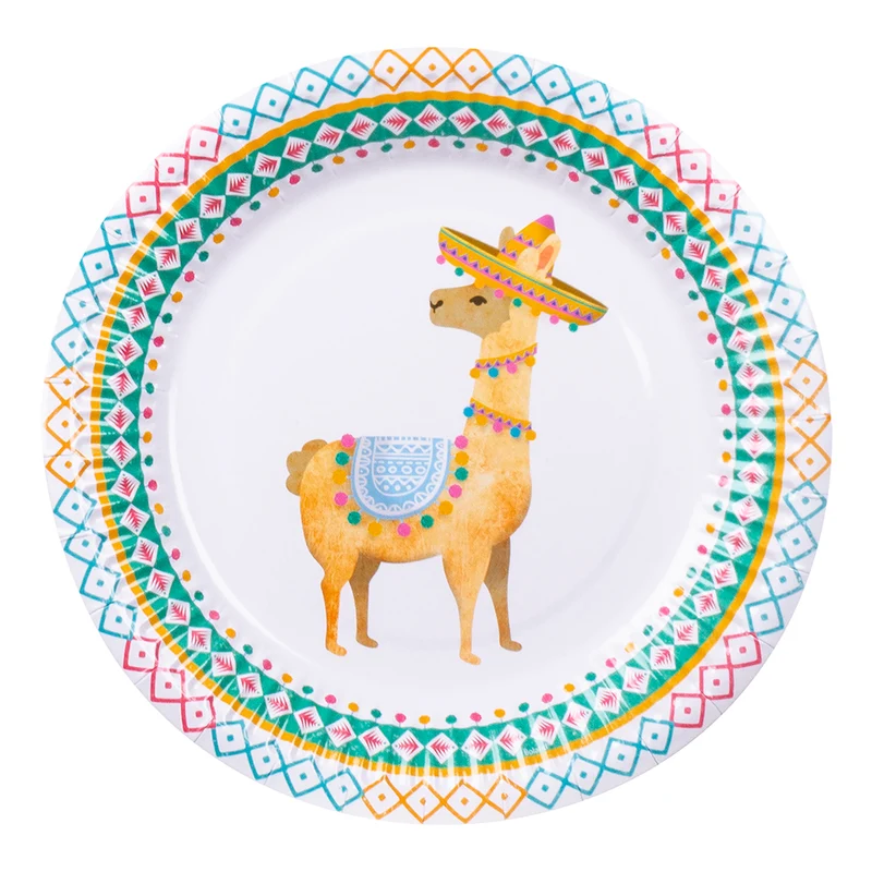 Set 6 papieren bordjes Lama